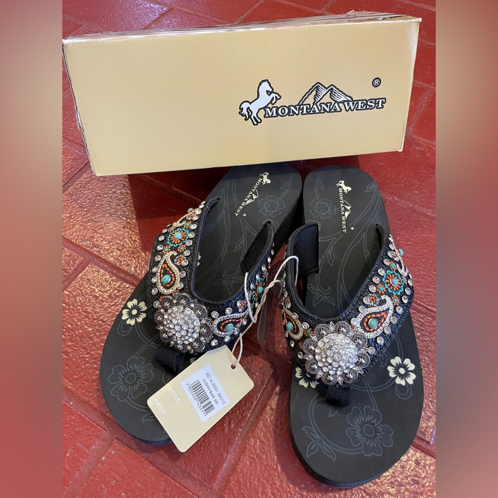 Montana West flower bling flip flops VERY COMFORTABLE multiple sizes Brand New